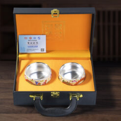 Chén chủ long phụng gốm mạ bạc nguyên chất 999