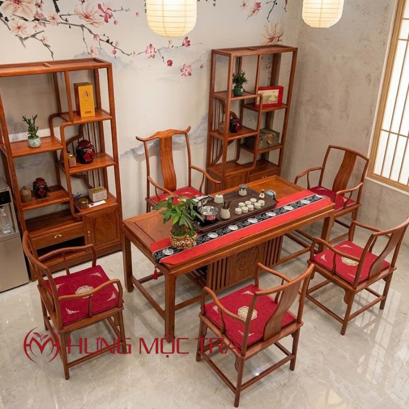 Bộ Bàn Ghế Phòng Trà Gỗ Hương Đá BY62 - Ảnh 2